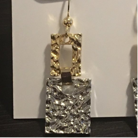 Charter Club ~ Gold & Silver Tone Square Earrings - Picture 2 of 5